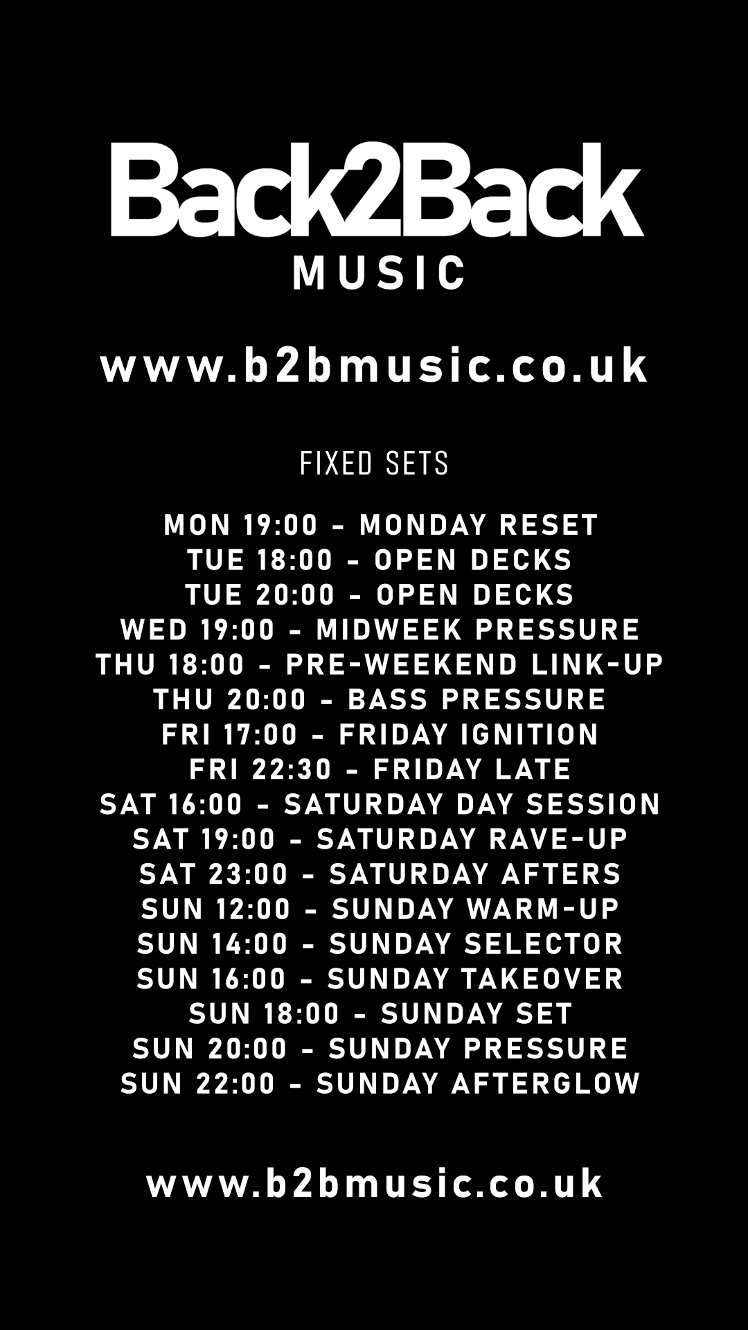 Back2Back fixed sets promo flyer full size